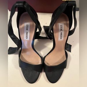 Steve Madden Open Toe Leather Ankle Tie Heel
